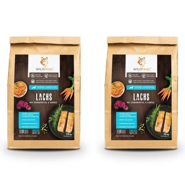 Wildfang® croquettes junior au saumon pour chiots - sans céréales - 2 x 6 kg